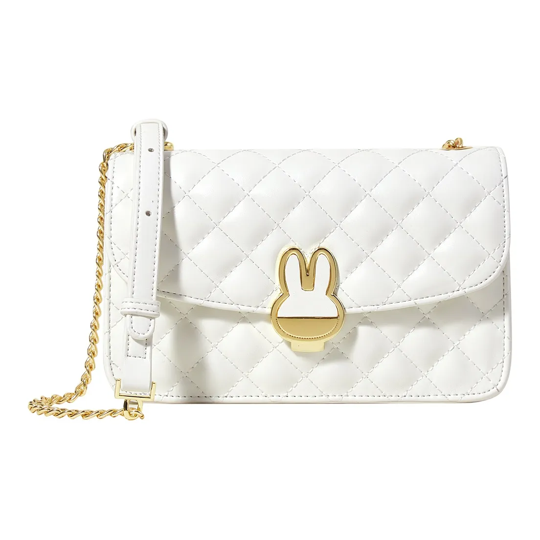 MIFFY PU (полиуретан) Маленькая квадратная сумка через плечо Женская Экрю Розовый Черный