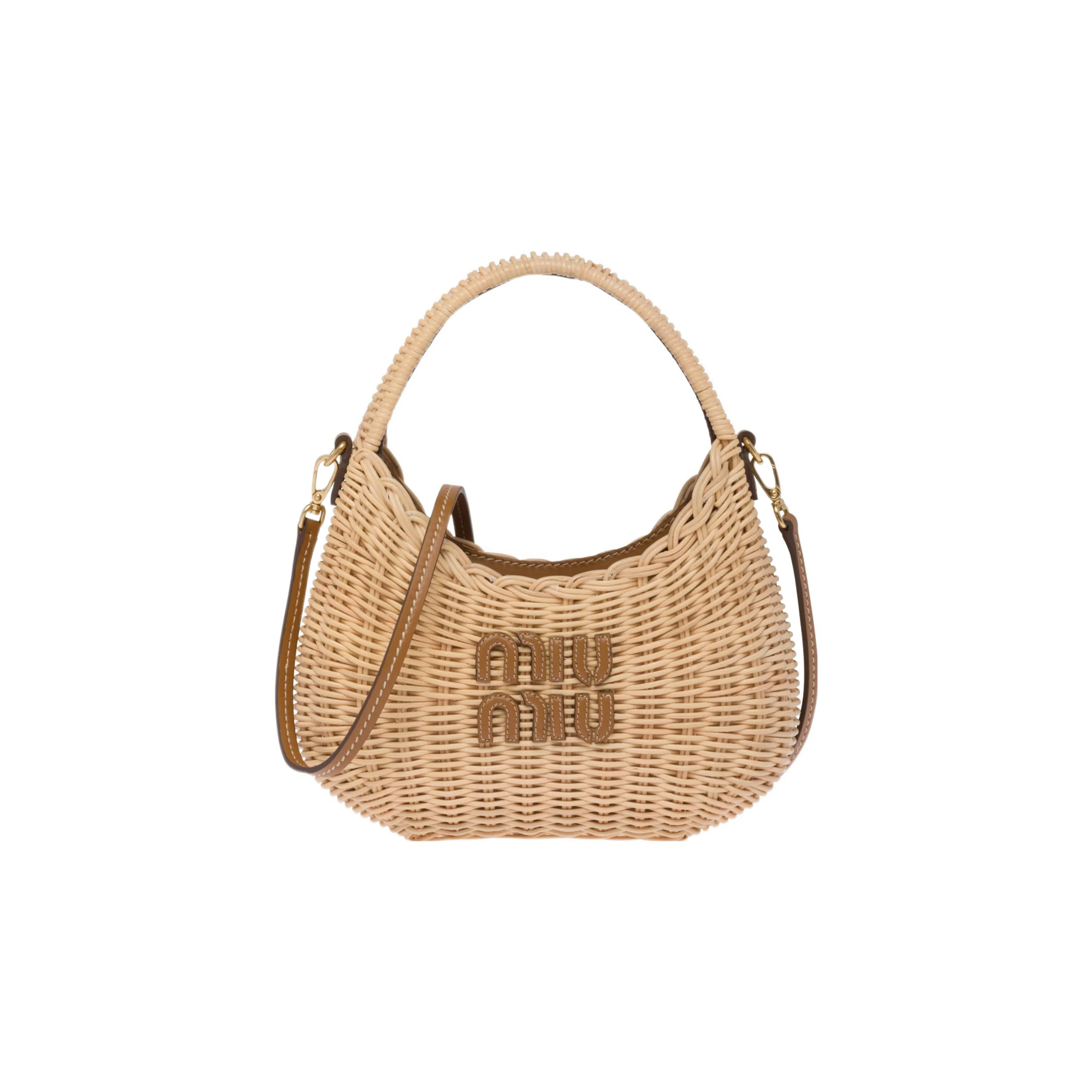 MIU MIU Wicker Hobo Bag, Shoulder Bag, Crossbody Bag, Handbag Regular Women's Citrus Yellow