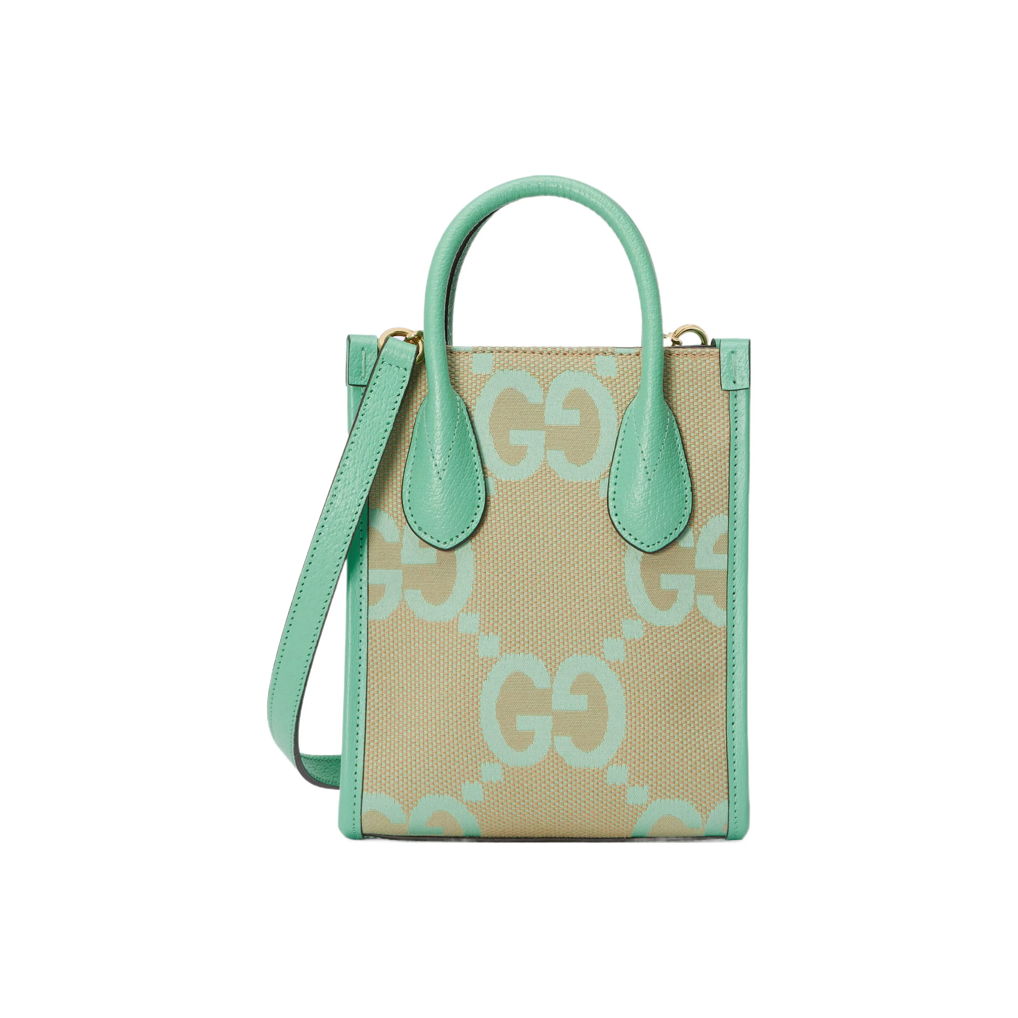 GUCCI Canvas With Leather Tote Bag, Shopping Bag, Canvas Bag, Shoulder Bag, Crossbody Bag, Handbag Mini Women's