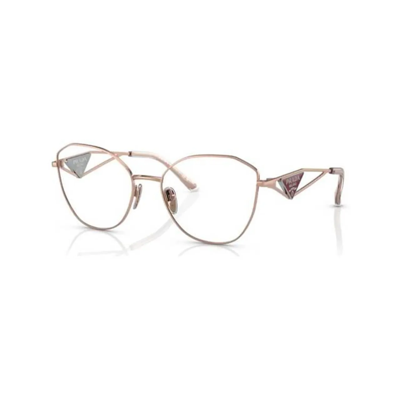 PRADA Alloy Irregular Shape Eyeglass Frames Unisex Gold