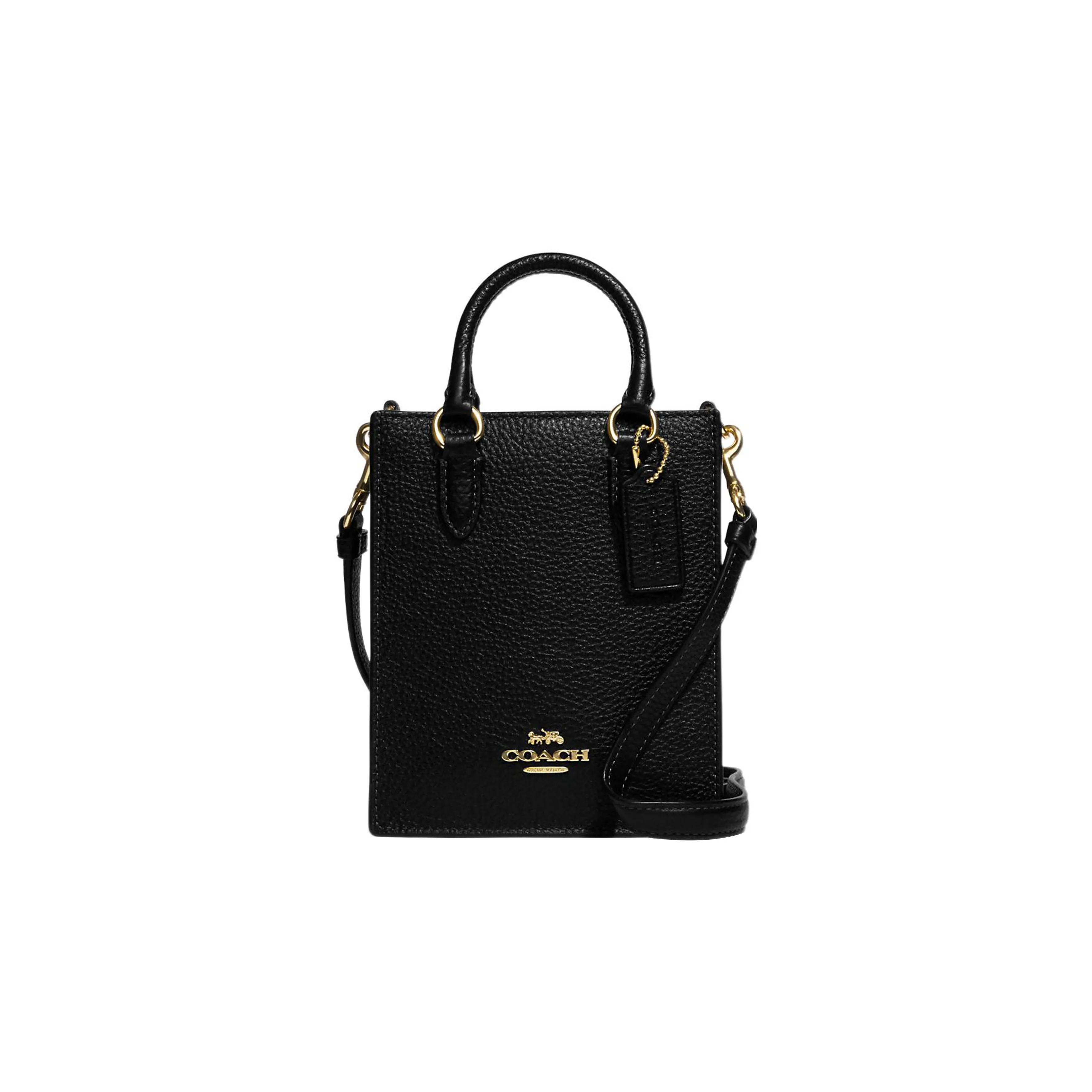 COACH N S Pebble Кожа Сумка-тоут Сумка для покупок Сумка Сумка через плечо Сумка через плечо Мини Женская Черная