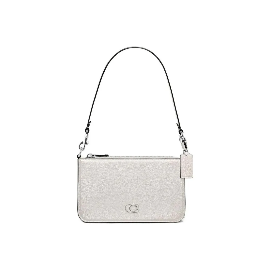 COACH Pouch Крестообразная текстура кожа с цветным холстом клатч сумка через плечо маленькая женская белая