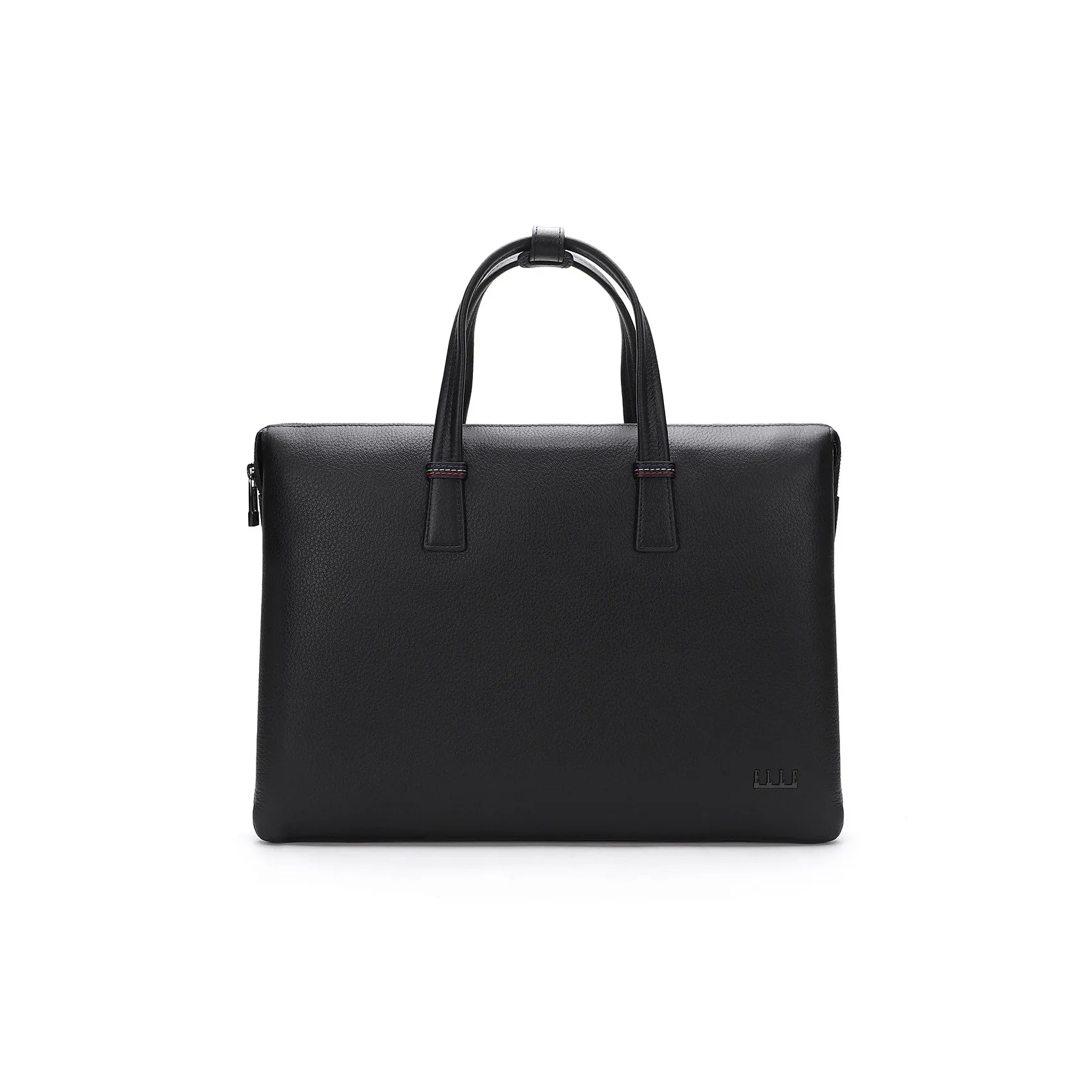 ELLE HOMME Top Grain Cow Leather Briefcase File Bag Shoulder Bag Crossbody Bag Handbag Regular Unisex Solid Color