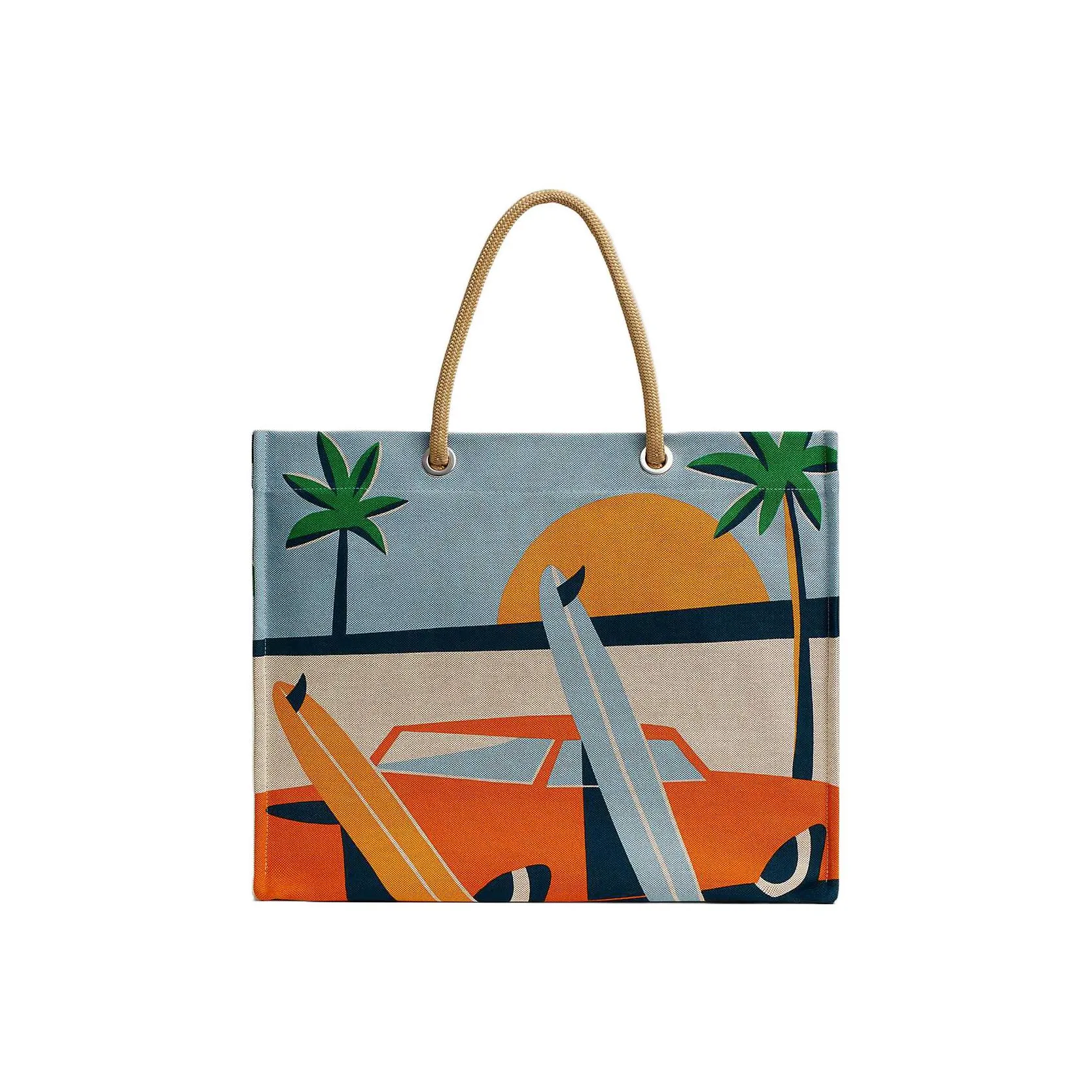 HERMES Cotton Tote Bag Shopping Bag Shoulder Bag Handbag Regular Women's Multicolor