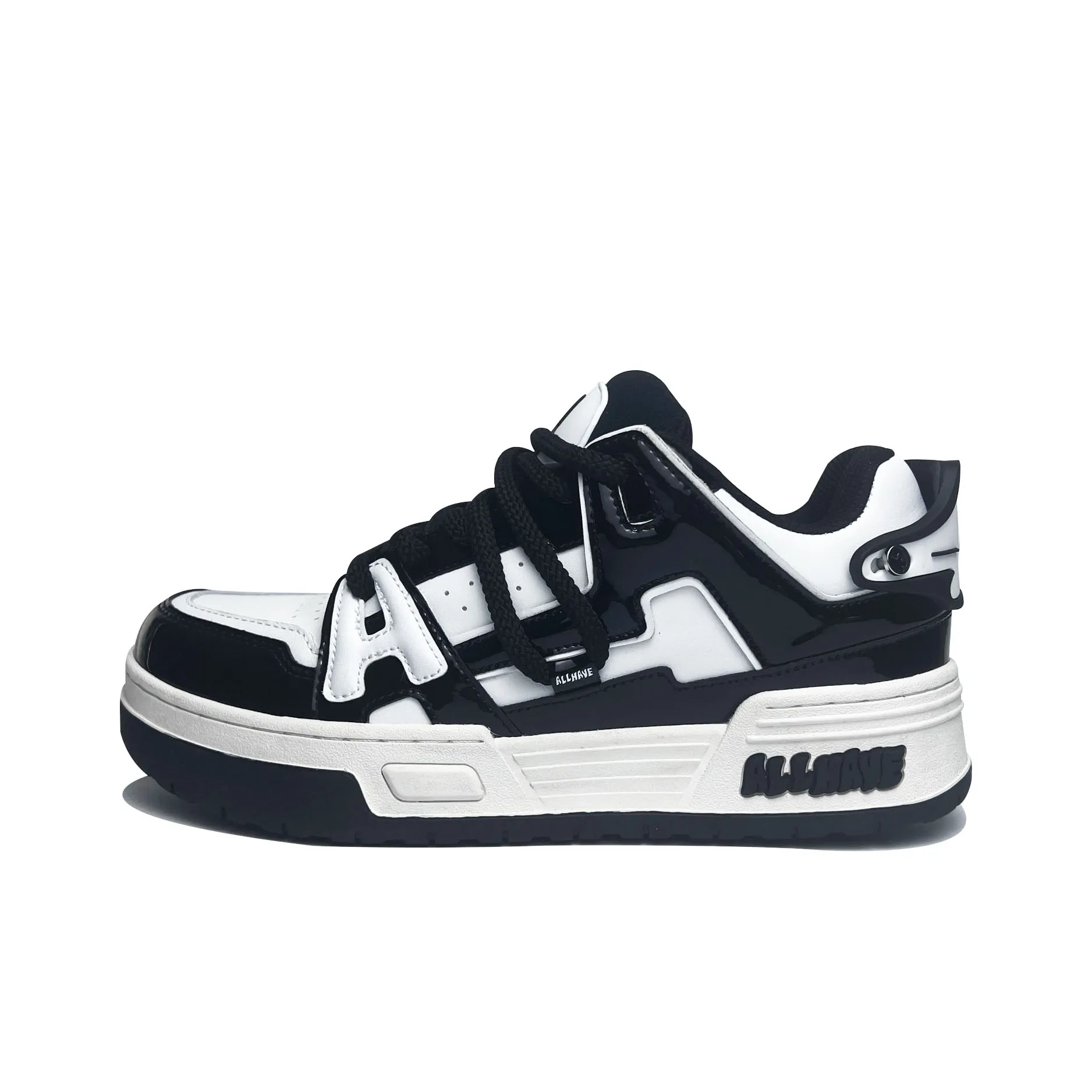 ALLHAVE Retro Futurer AA Slip-on Resistant Abrasion-resistant Low Top Skateboard Shoes Unisex Bright Black