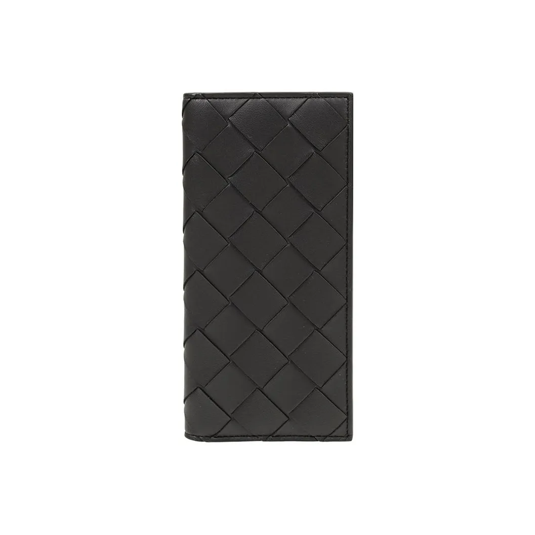 Bottega Veneta Cow Leather Long Wallets Men's Black
