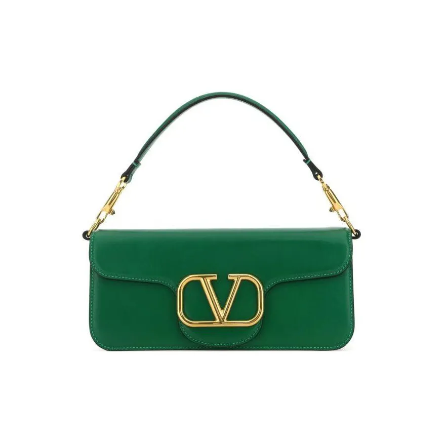 Valentino Calfskin Baguette Bag Messenger Bag Shoulder Bag, Crossbody Bag Tubas Women's Green