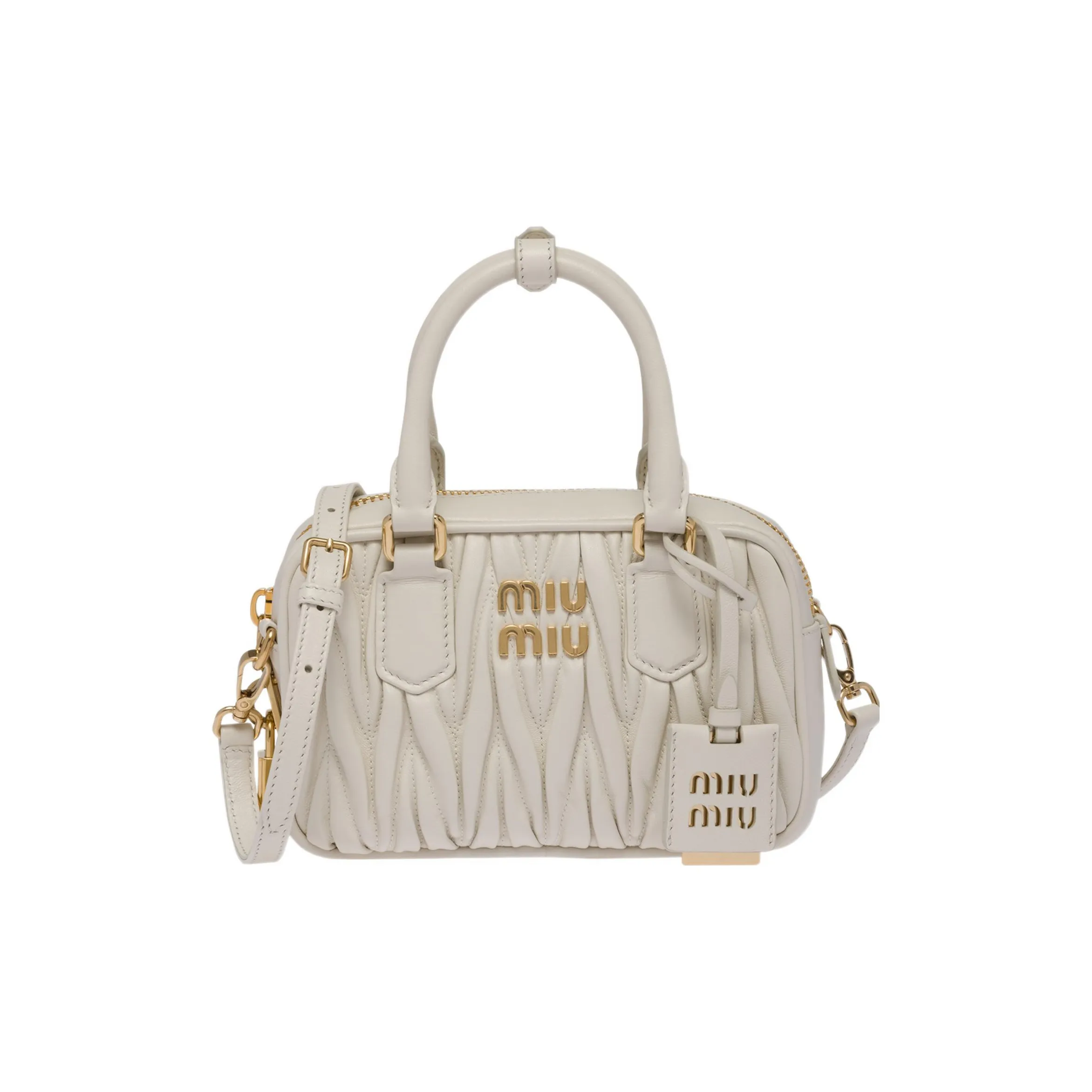 MIU MIU Arcadie Collection Matelassé Soft Sheep Leather Shoulder Bag, Crossbody Bag, Handbag Women's White