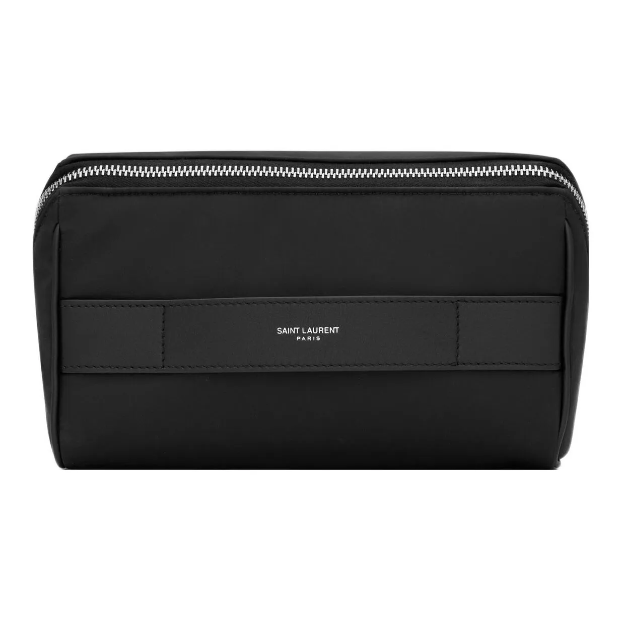 SAINT LAURENT PARIS Fabric With Cow Leather Dressing Bag Makeup Bag Women's Black