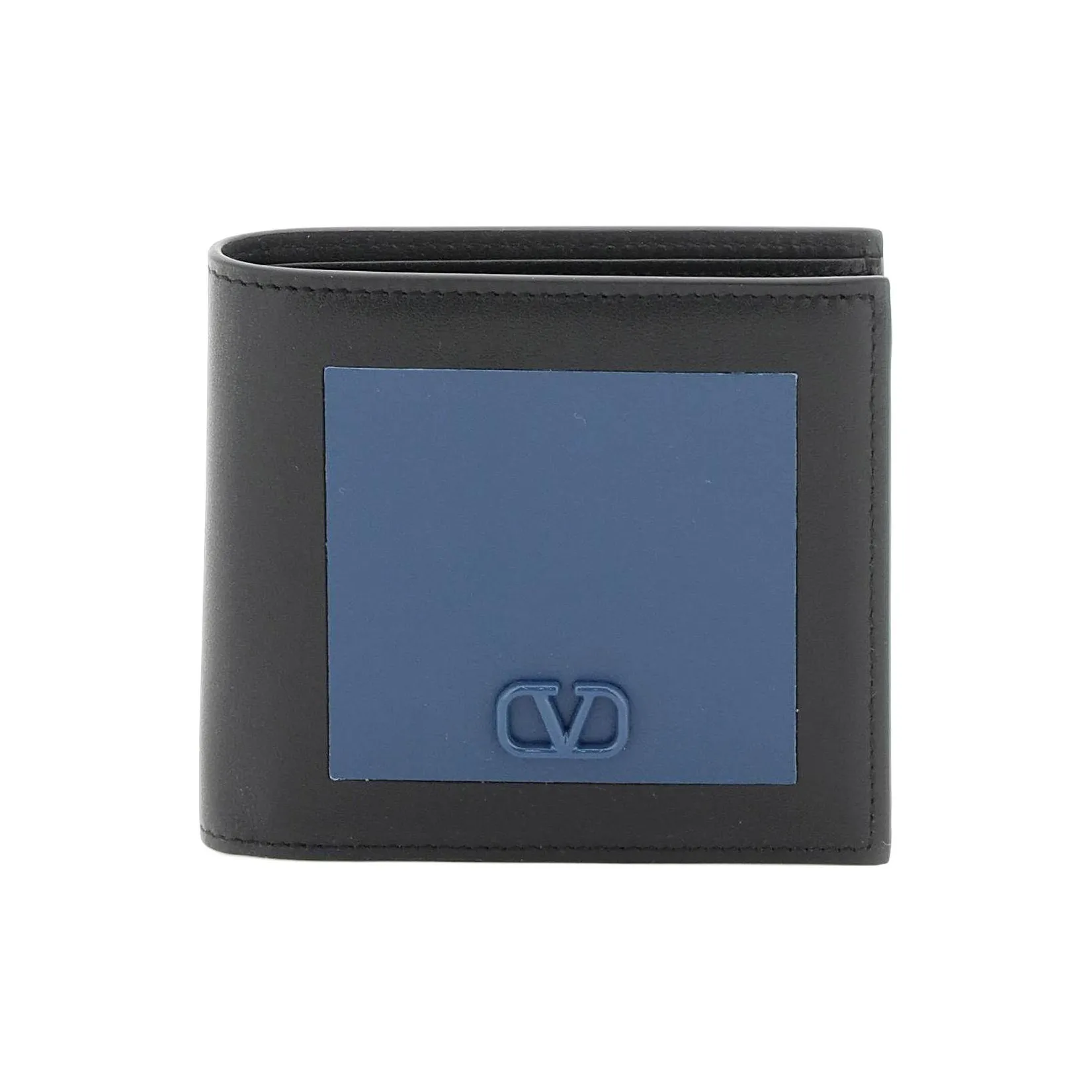 Valentino Calfskin Wallet Men's Black/Blue