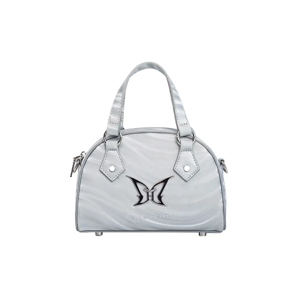 Girls Heart Artificial Leather Boston Bag, Handbag, Shoulder Bag Trumpets Unisex Silver