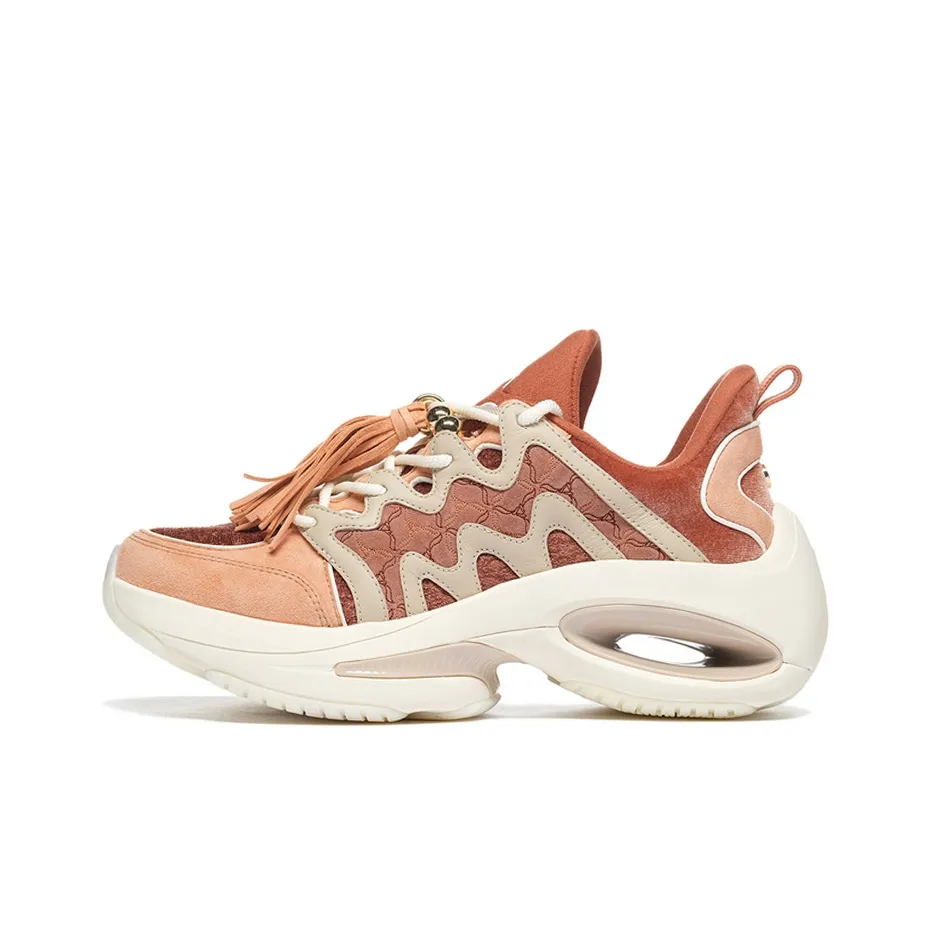 LI-NING 1990 Heart Dance Low-Top Sports Casual Shoes Women's Red Tan