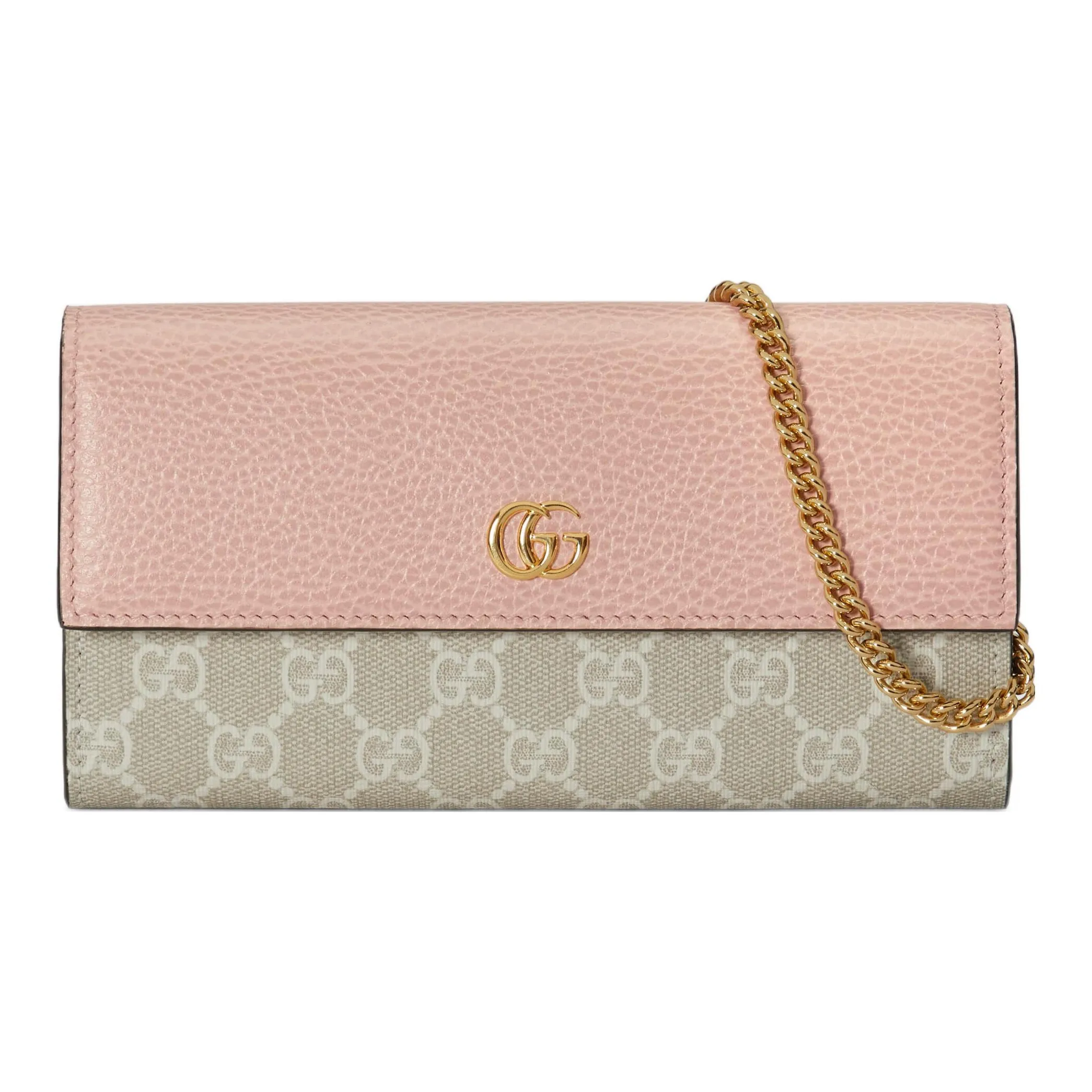 GUCCI GG Marmont Canvas With Leather Chain Wallet Crossbody Bag Shoulder Bag Women's Pink