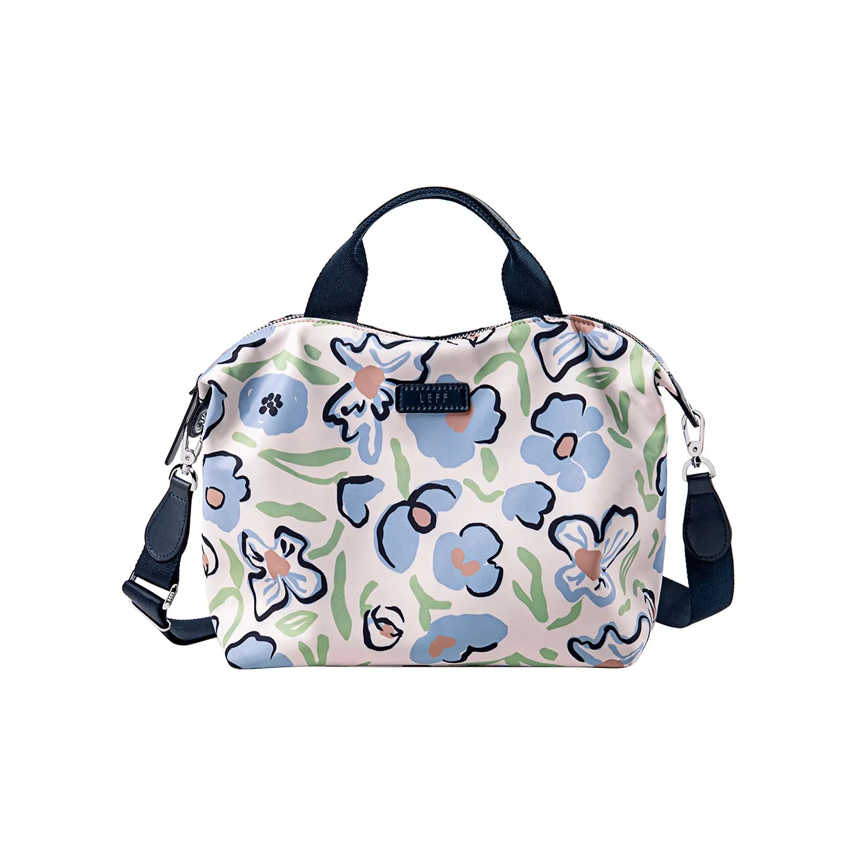 LEFF Fabric Shoulder Bag, Crossbody Bag, Handbag Medium Size Women's Artistic Floral/Blue Floral