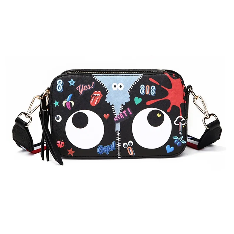 EYE THEME PU Camera Bag, Shoulder Bag, Crossbody Bag Women's Black/White