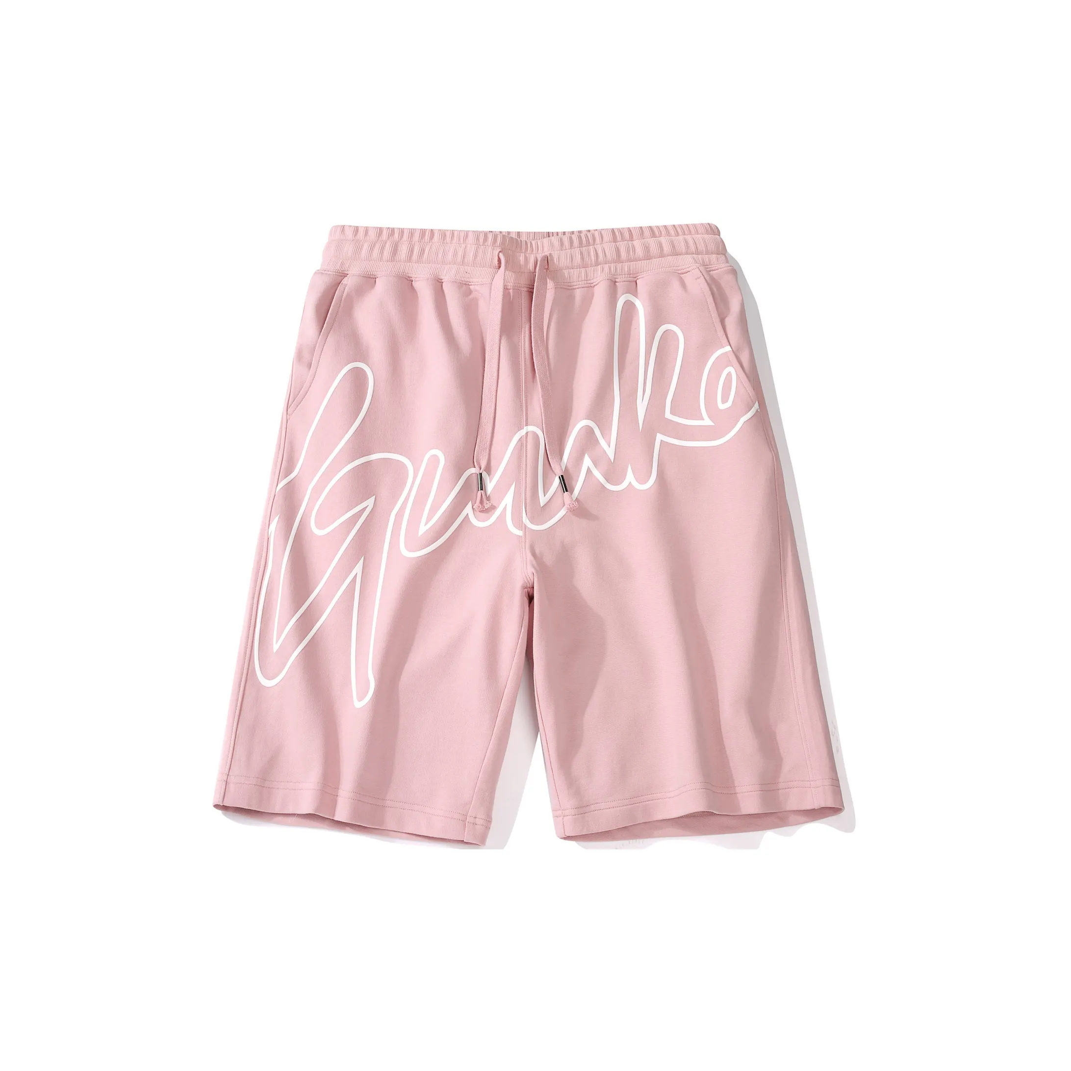 Guuka Knee Length Pants Casual Shorts Unisex Men's Pink
