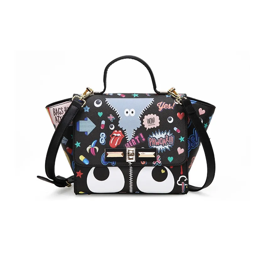EYE THEME PU Shoulder Bag, Crossbody Bag, Handbag Tubas Women's Black/White
