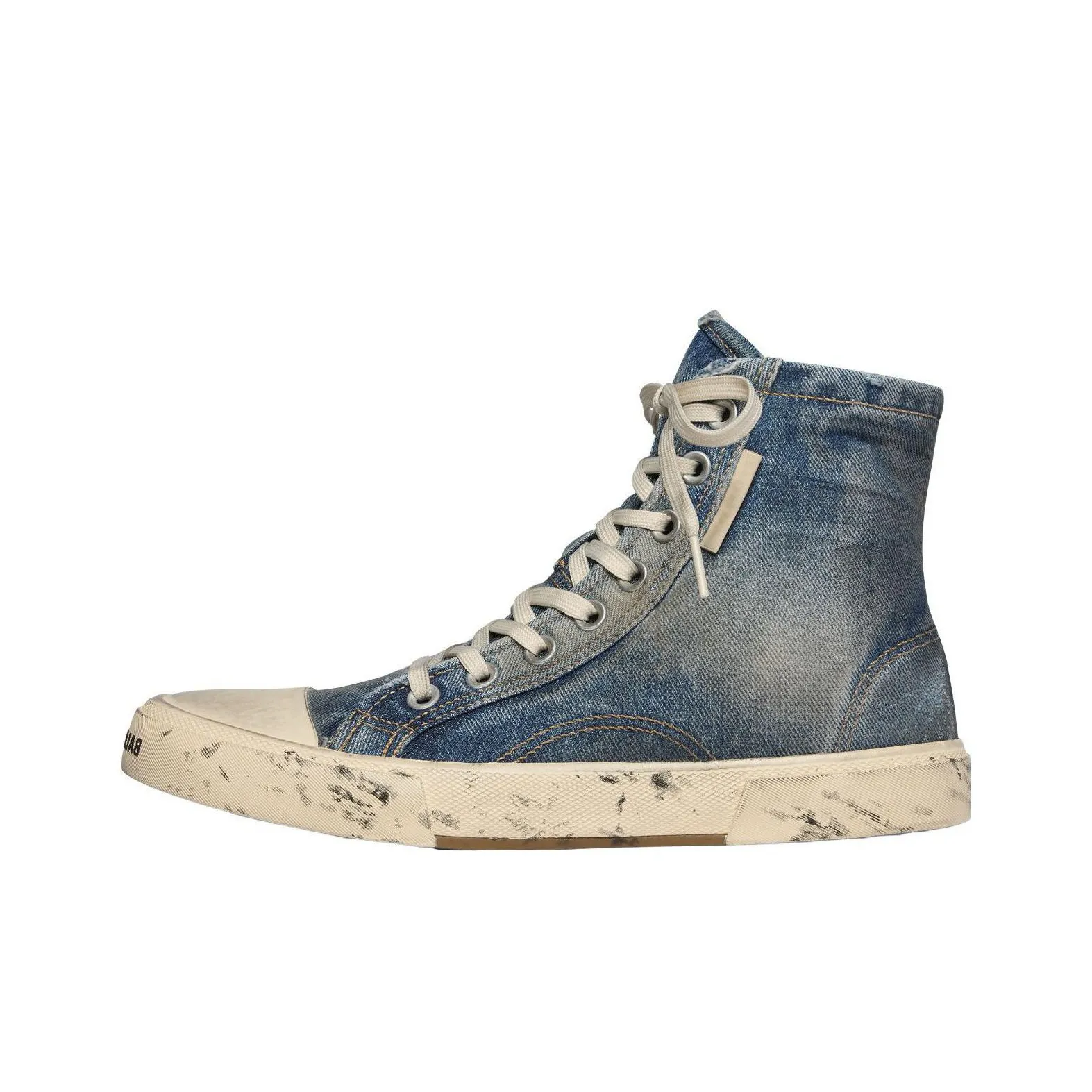 Balenciaga Paris High Top Sneakers 'Blue Destroyed Denim And Rubber' Women's