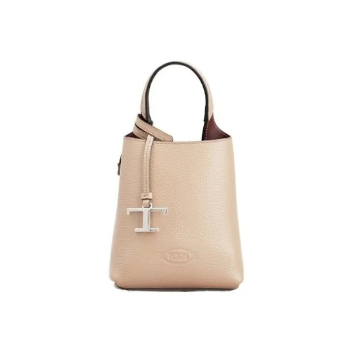 TOD'S Timeless Leather Handbag, Shoulder Bag, Crossbody Bag, Cell Phone Pouch Extra Small Women's Milk Coffee