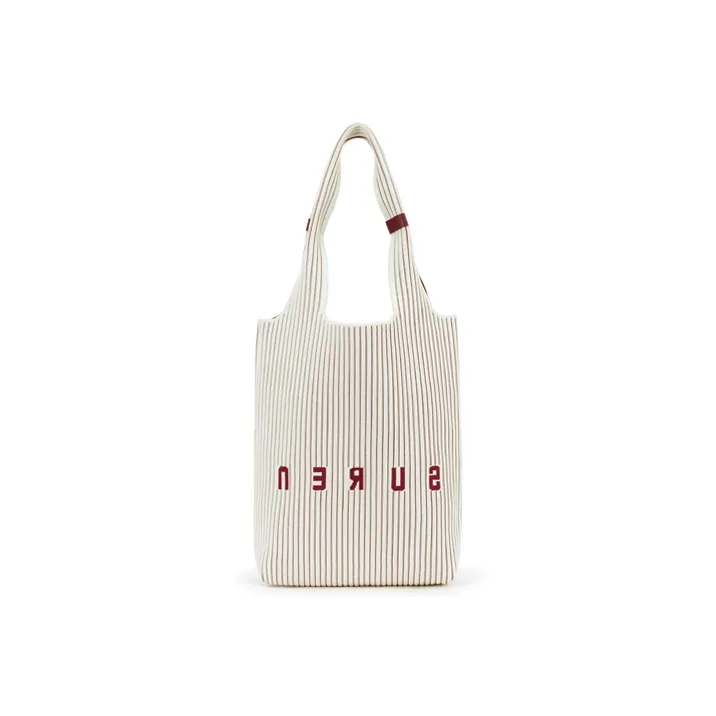 SUREN Fabric Woven Bag, Striped Bag, Fly Tying Tote Bag, Shoulder Bag Women's Berry Stripe/Sand Wood Green/Cream White