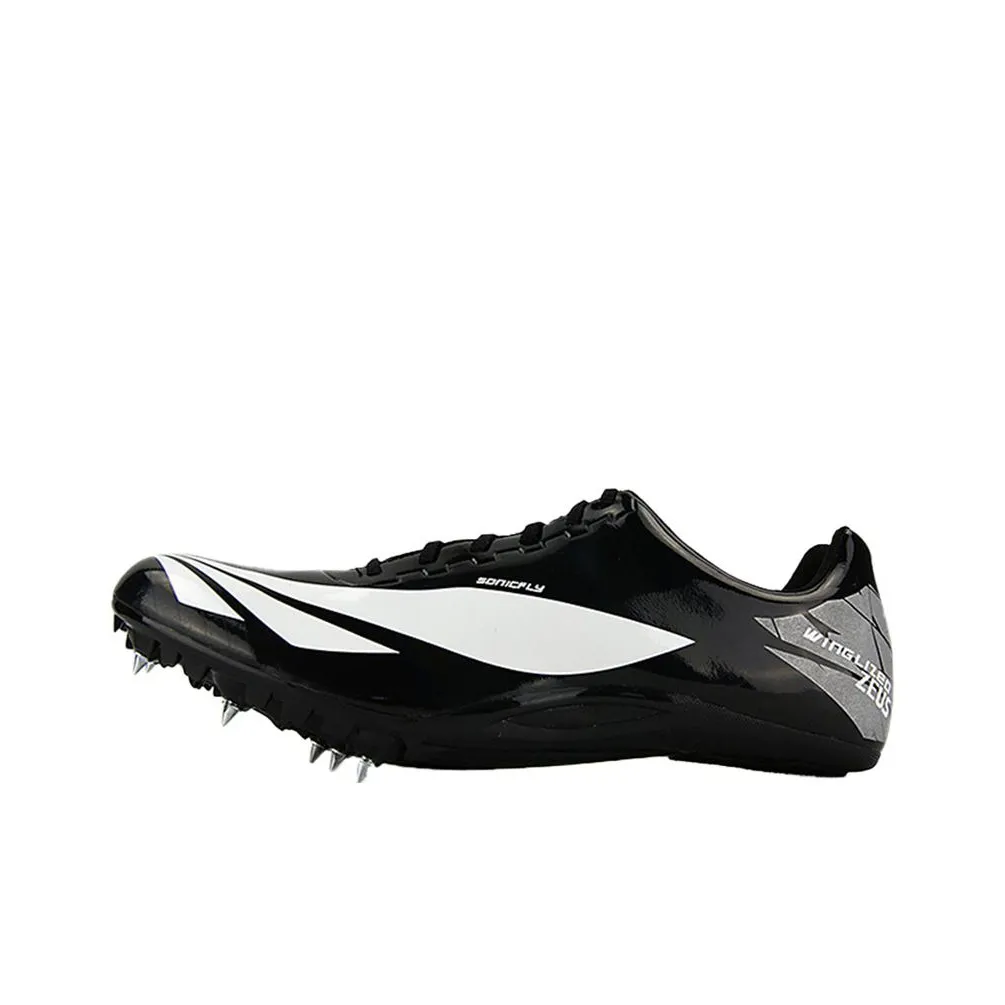 Winglized Anti Slip Wear Resistant Low Top Sprint Running Shoes Unisex Obsidian Black