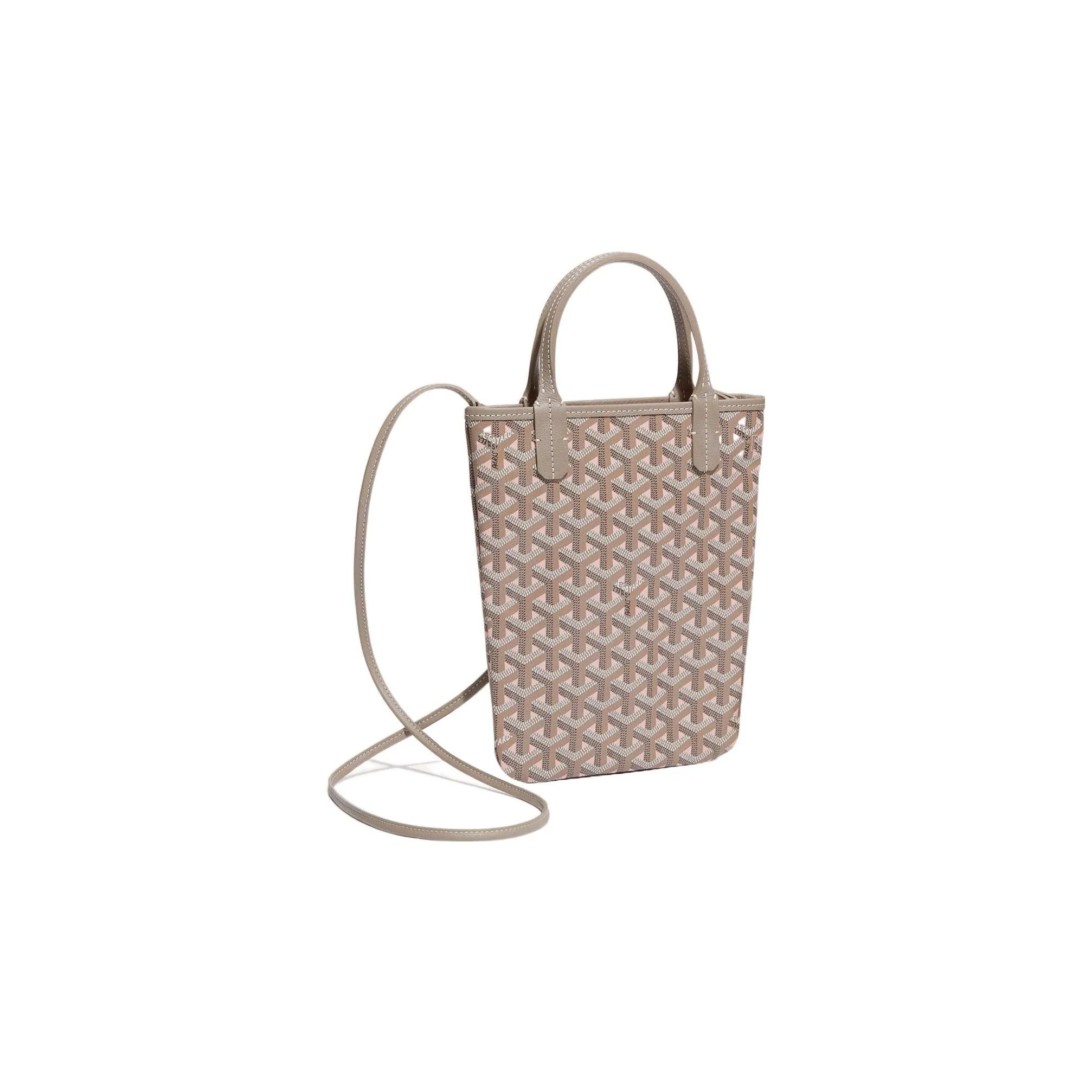 GOYARD Poitiers Canvas With Leather Tote Crossbody Backpackss Small Size Women's Elephant Gray/Cherry Blossom Pink