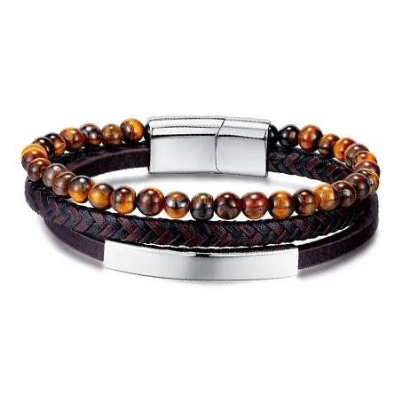 Chimera Титановая сталь Ткань Тигр Eye Браслеты Мужской