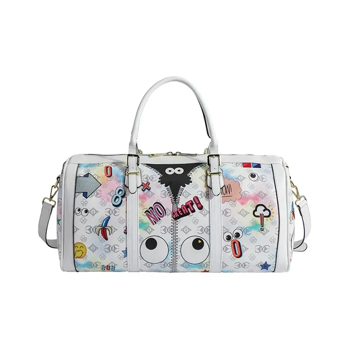EYE THEME PU Leather Travel Bag Tubas Women's Iridescent White