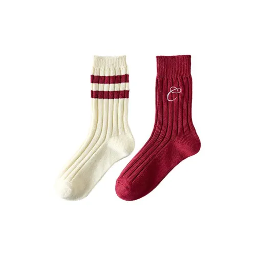 Caramella 2 шт ASOR Claret Толстая Пряжа Носки Женские MID Носки до икры