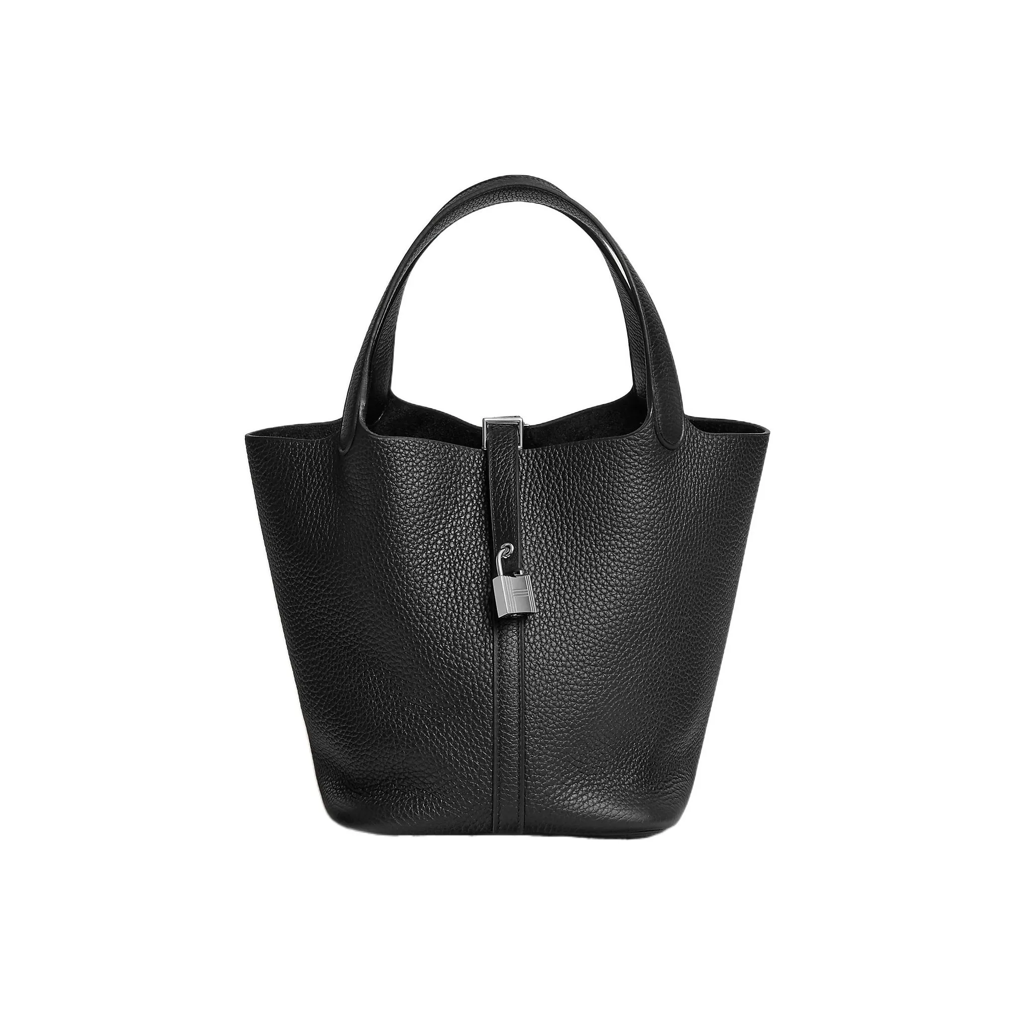 HERMES Picotin Lock TC Leather Basket Bag Handbag Bucket Bag 22 Women's 89 Noir Black