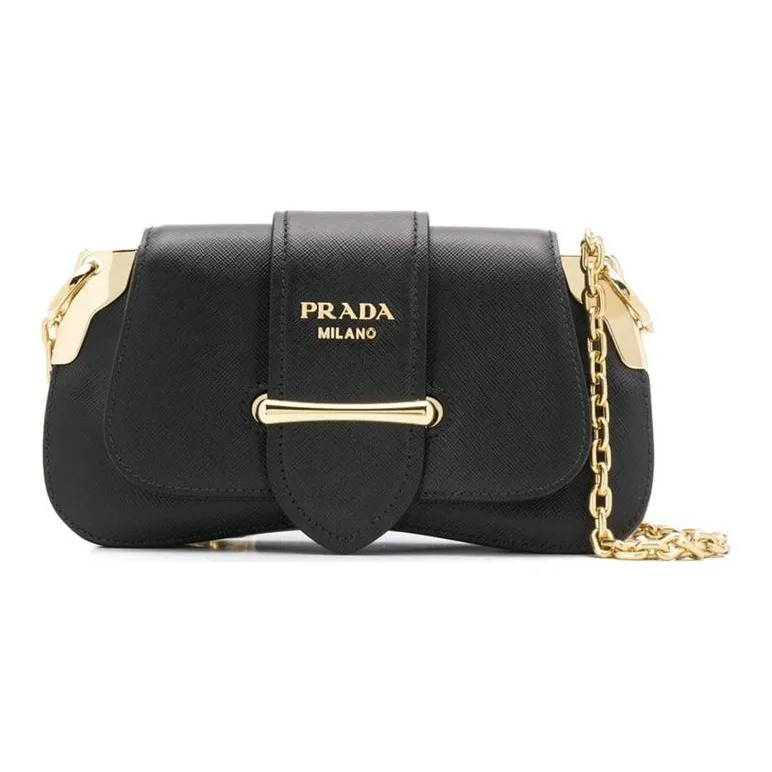 PRADA Sidonie Calfskin Shoulder Bag, Crossbody Bag Regular Women's Black