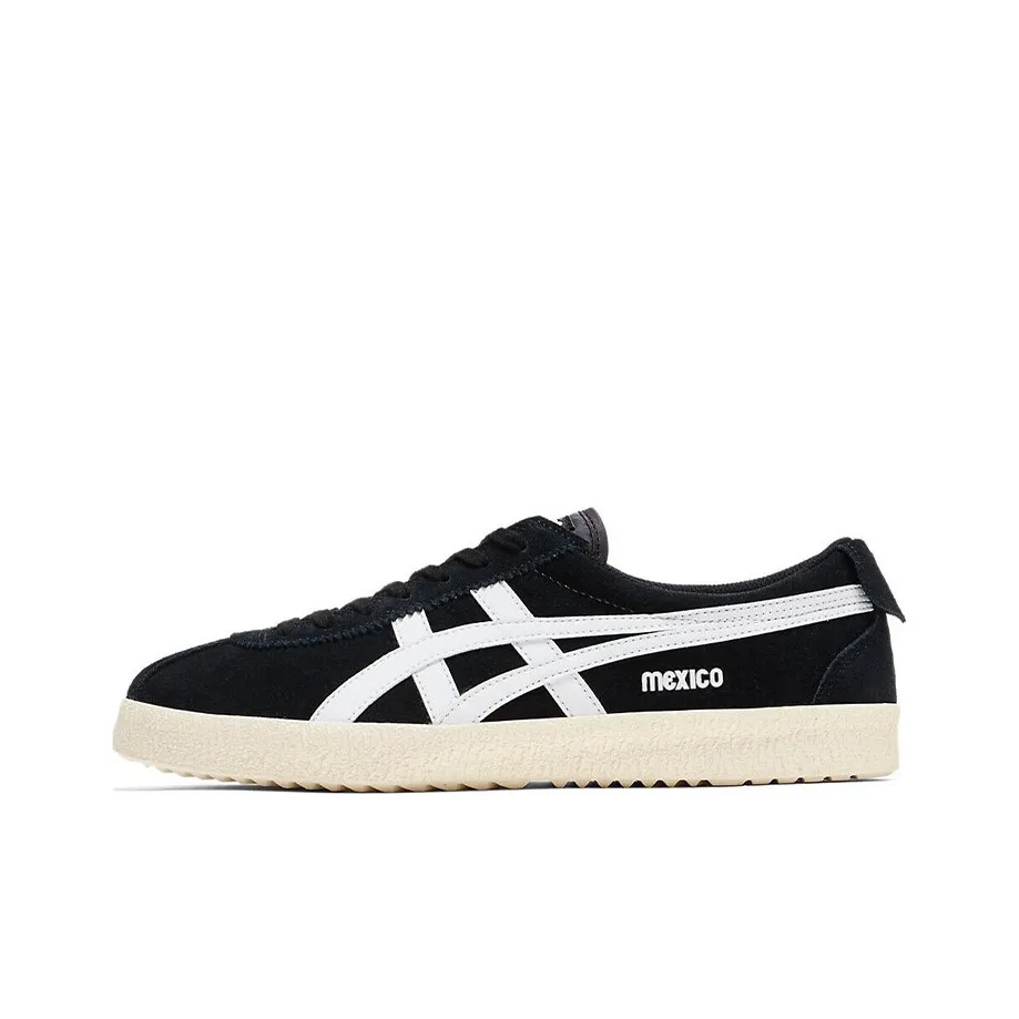 Onitsuka Tiger Mexico Delegation Slip Resistant Abrasion Resistant Low Top Скейтборд Кроссовки Unisex Черный Белый