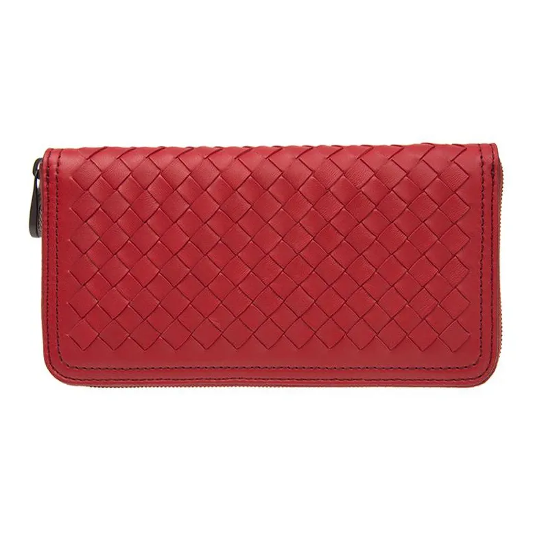 Bottega Veneta Cow Leather Clutch Wallet Regular Women's Red