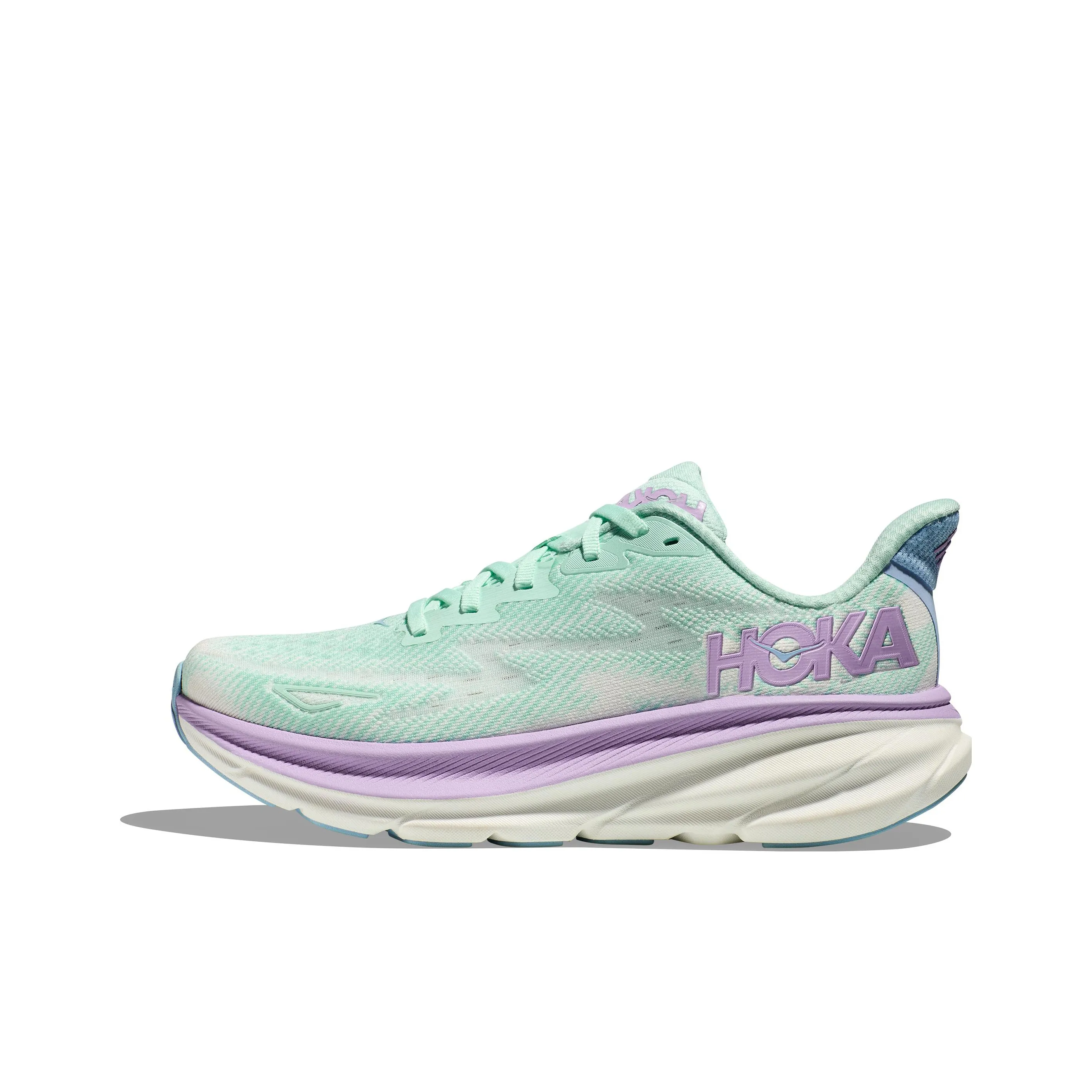 HOKA ONE ONE Clifton 9 Противоскользящие Устойчивые к износу Низкий Топ Беговые кроссовки Женские Яркий Морской синий Пыльно-фиолетовый