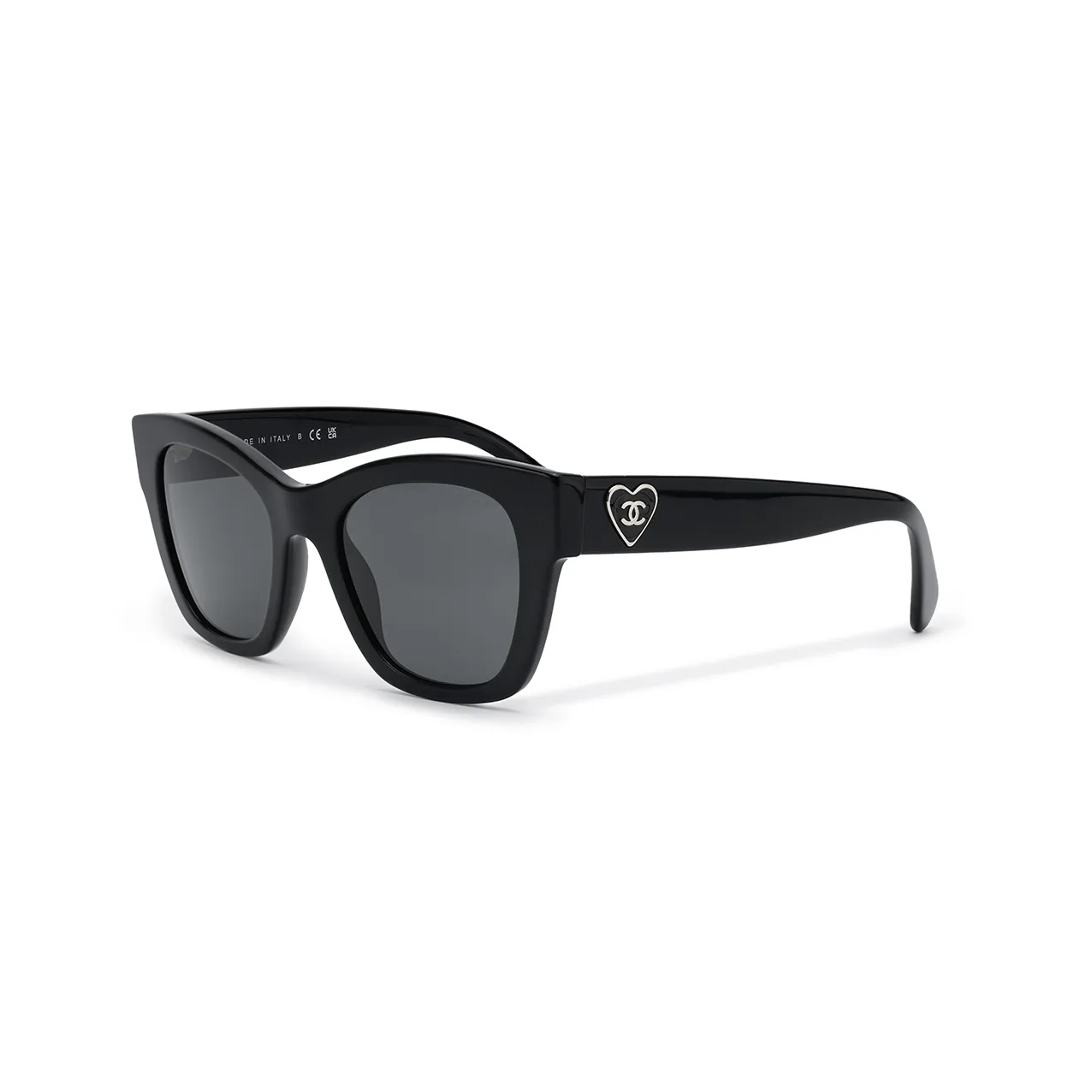 CHANEL Plate Frame Square Sunglasses Women's Black