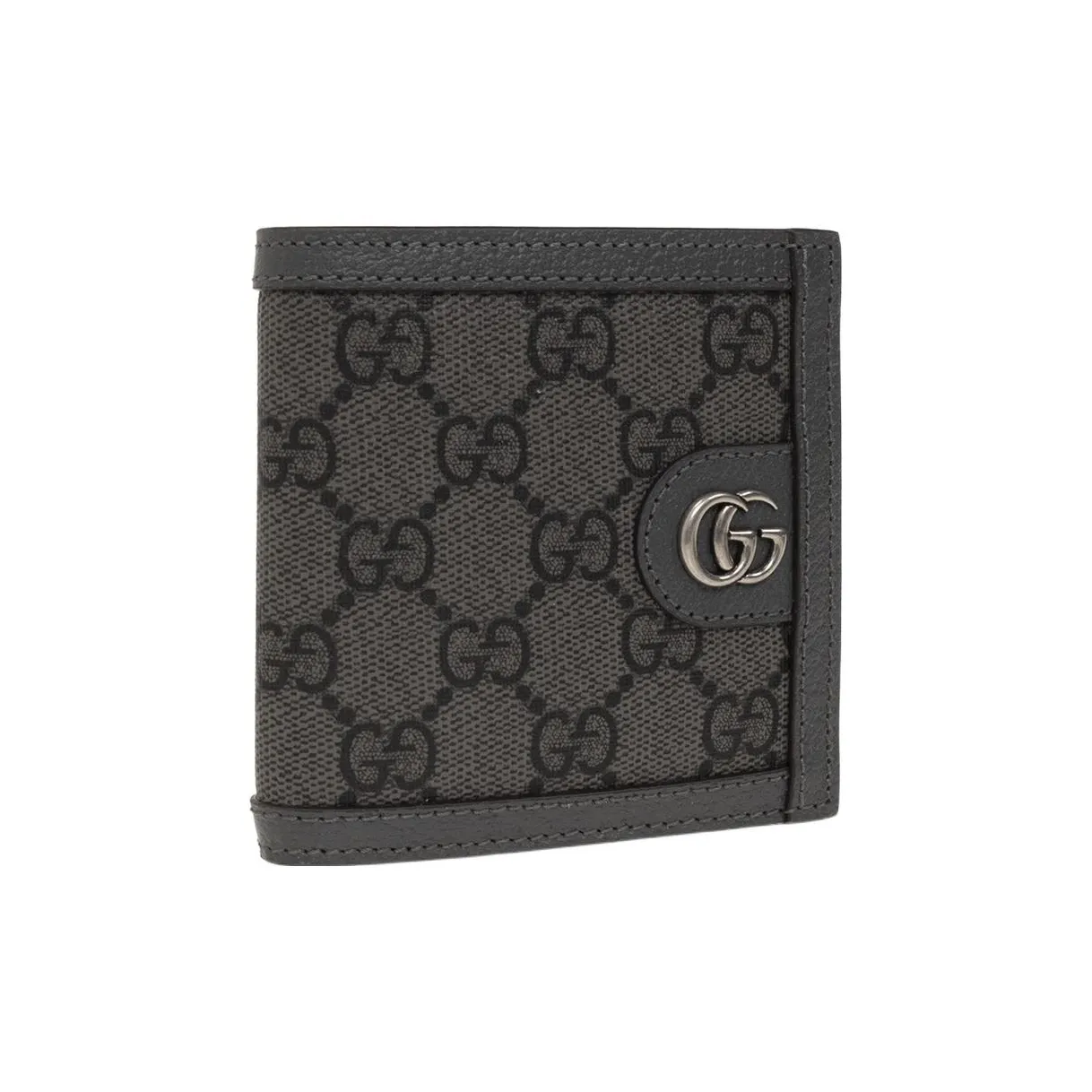 GUCCI Ophidia Canvas With Leather Trim Card Holder Wallet Men's Gray & Black