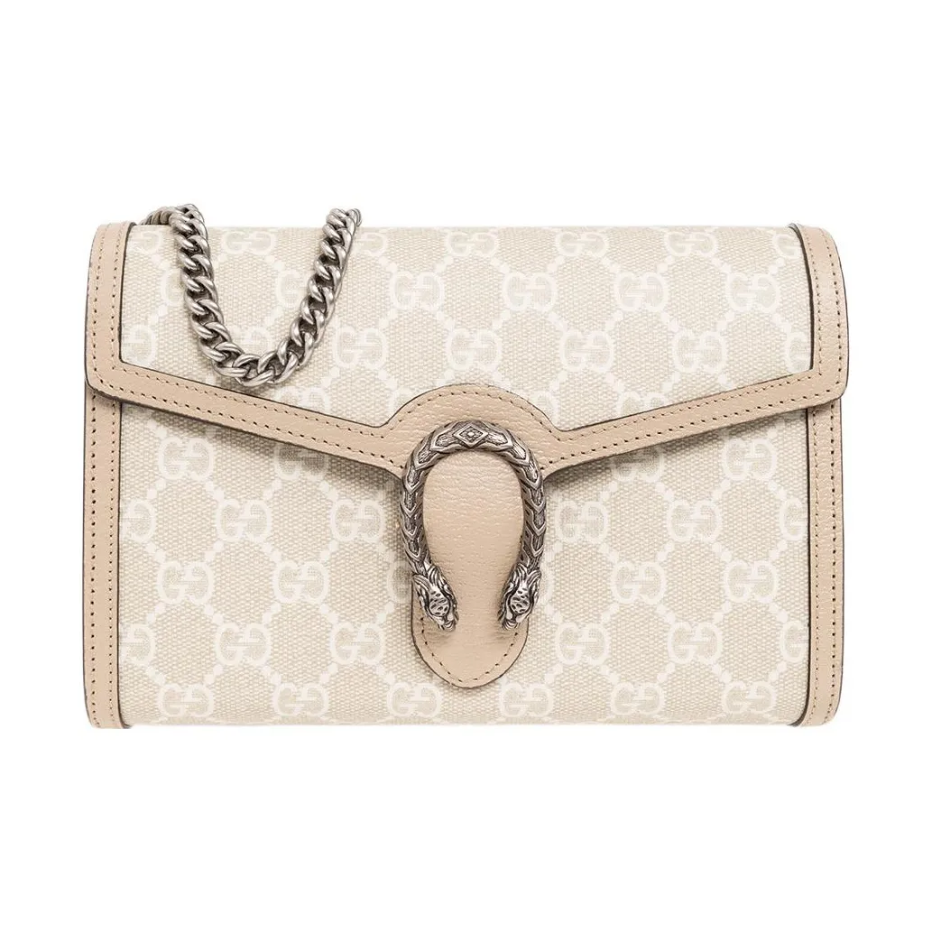 GUCCI Dionysus Leather Trim Chain Bag Wallet Crossbody Bag Shoulder Bag Women's Beige Yellow