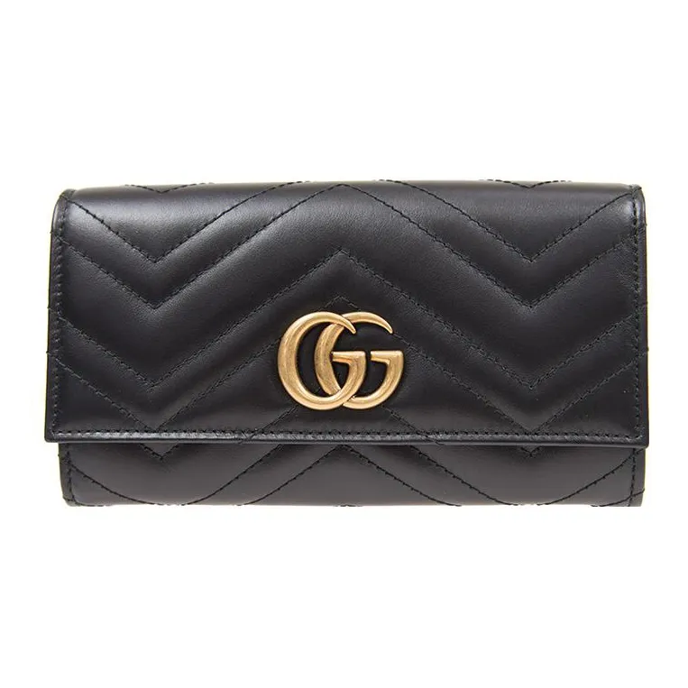 GUCCI GG Marmont Quilting Leather Wallet Regular Women's Black