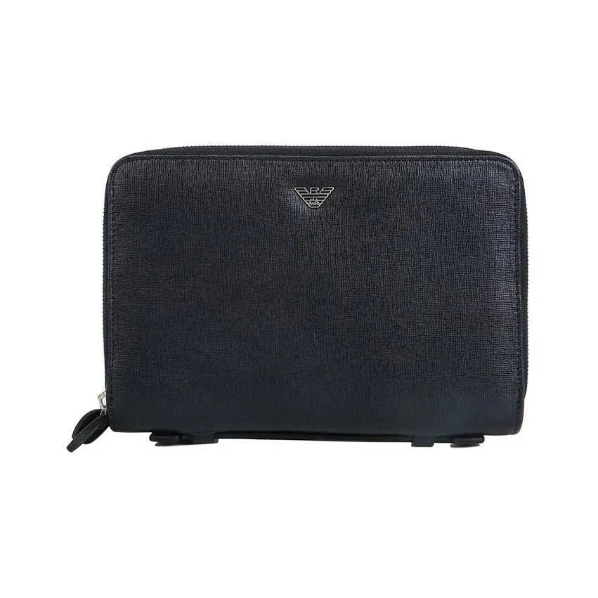 EMPORIO ARMANI Cow Leather Wallet Coin Purse, Clutch Men's Blue
