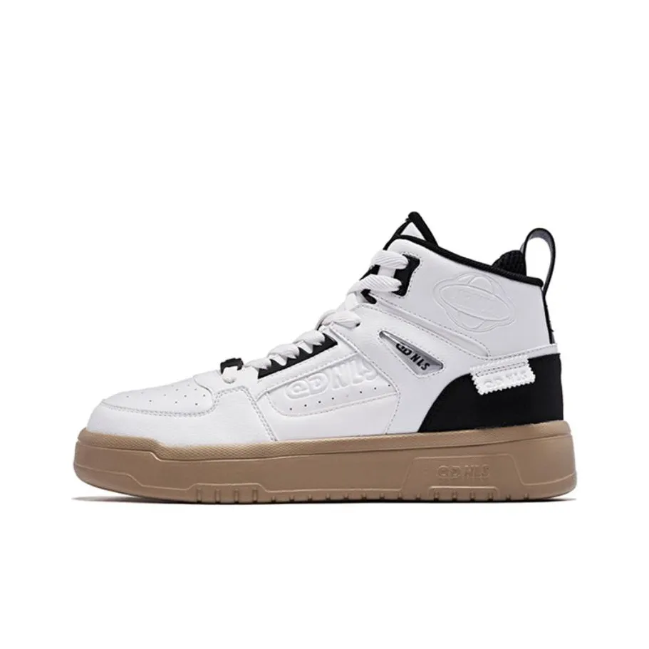 QIAODAN Устойчивые к истиранию противоскользящие высокие кроссовки для скейтбординга Мужские Белый Черный