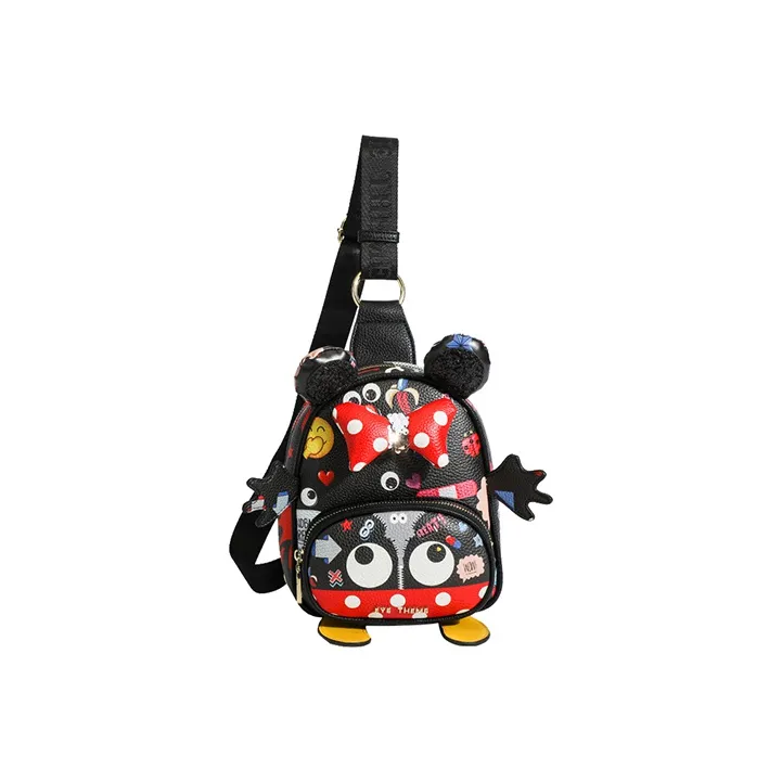 EYE THEME PU Leather Waist Bag Chest Bag Women's Black/White