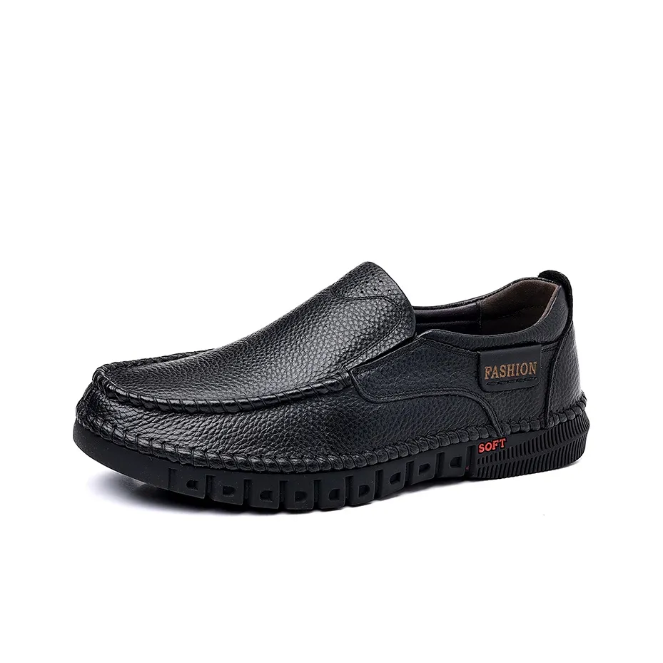 HUANAI Casual Leather Shoes Men's Low top Black