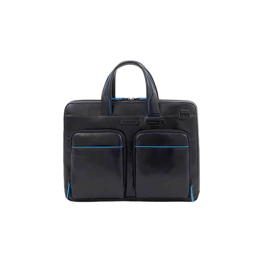 PIQUADRO Leather Shoulder Bag, Crossbody Bag, Handbag Regular Unisex Blue
