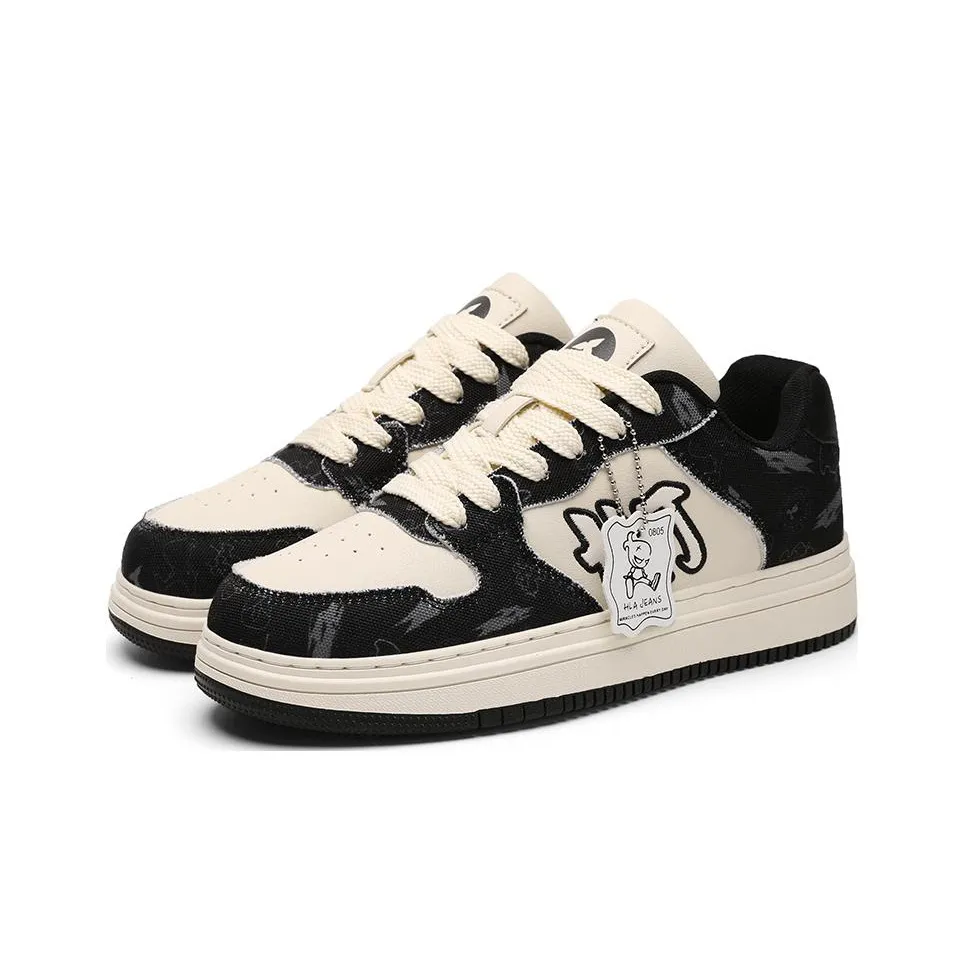 HLA JEANS Wear-Resistant Warm Slip-Resistant Casual Skateboard Shoes Unisex Black Beige/Beige Pink/White Green