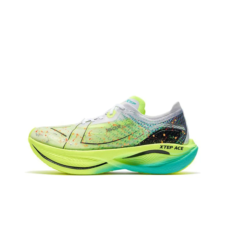 XTEP 160X 3.0 Pro Anti Slip Wear Resistant Low Top Marathon Long Distance Running Shoes Men's Aurora Green Black