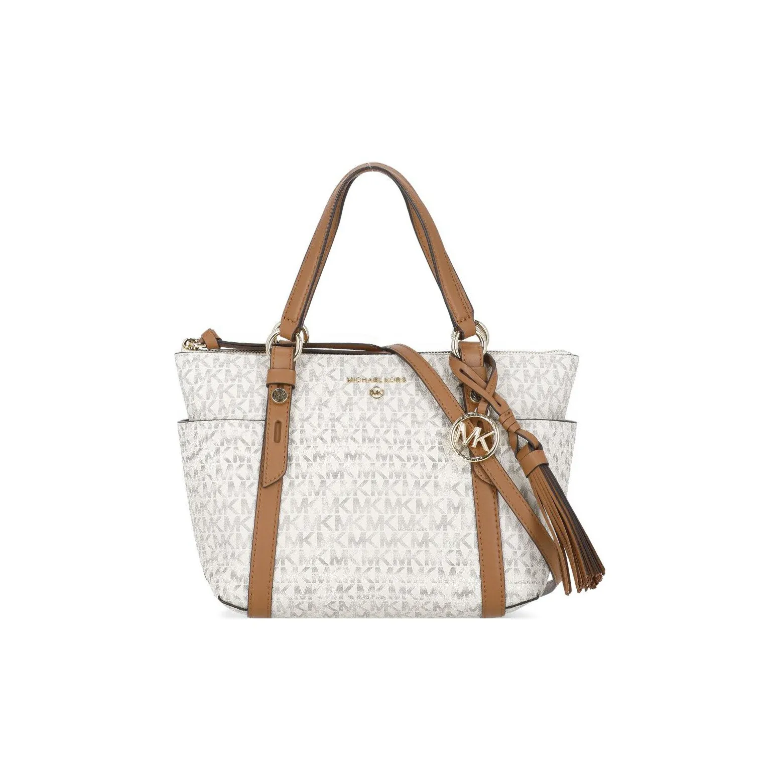 MICHAEL KORS MK Sullivan Leather Tote Bag, Shopping Bag, Handbag Trumpets Women's Vanilla White