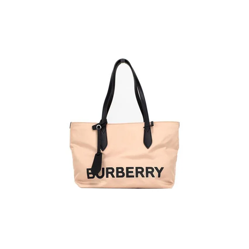 Burberry Nylon Tote Bag, Shopping Bag, Shoulder Bag, Handbag Trumpets Women's Light Apricot