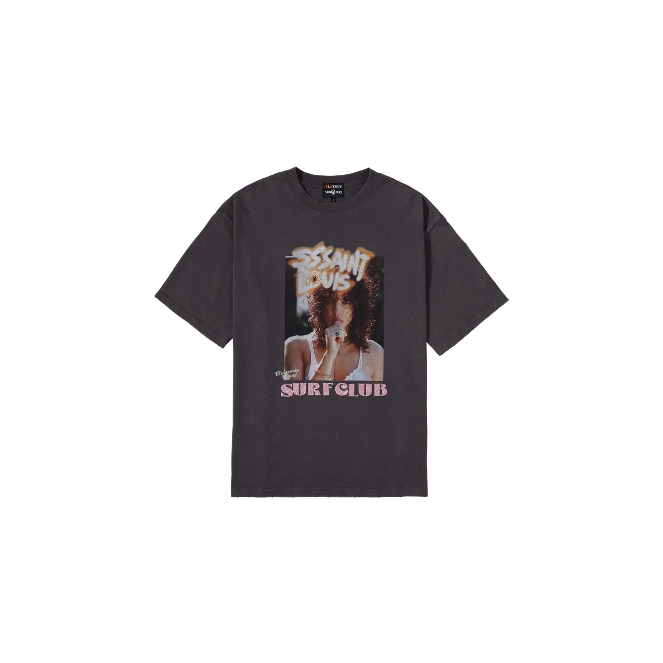 Playboy X SSSAINT LOUIS SSSAINT LOUIS X Playboy Co branded Series T Shirts Unisex Washed Black