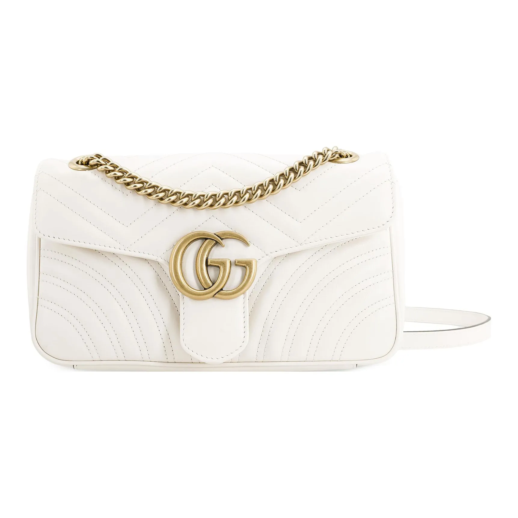 GUCCI GG Marmont Leather Crossbody Bag Shoulder Bag Women's White
