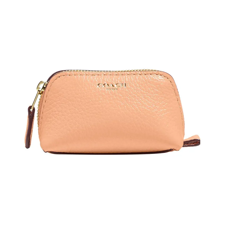 COACH Pebbled Leather Clutch Makeup Bag Women's Orange